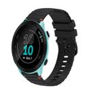 For Garmin Forerunner 55 Wavy Dotted Stitched 20mm Silicone Watch Band(Black) - 1