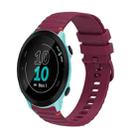 For Garmin Forerunner 55 Wavy Dotted Stitched 20mm Silicone Watch Band(Wine Red) - 1