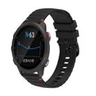 For Garmin Forerunner 245 Music Wavy Dotted Stitched 20mm Silicone Watch Band(Black) - 1