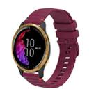 For Garmin Venu Wavy Dotted Stitched 20mm Silicone Watch Band(Wine Red) - 1