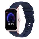 For Amazfit Bip U Wavy Dotted Stitched 20mm Silicone Watch Band(Navy Blue) - 1