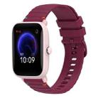 For Amazfit Bip U Wavy Dotted Stitched 20mm Silicone Watch Band(Wine Red) - 1