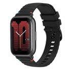 For Amazfit Active Wavy Dotted Stitched 20mm Silicone Watch Band(Black) - 1