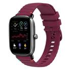 For Amazfit GTS4 Mini Wavy Dotted Stitched 20mm Silicone Watch Band(Wine Red) - 1