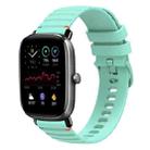 For Amazfit GTS4 Mini Wavy Dotted Stitched 20mm Silicone Watch Band(Teal Green) - 1