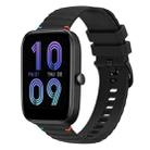 For Amazfit Bip 3 Wavy Dotted Stitched 20mm Silicone Watch Band(Black) - 1