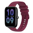 For Amazfit Bip 3 Wavy Dotted Stitched 20mm Silicone Watch Band(Wine Red) - 1