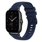 For Amazfit GTS 2e Wavy Dotted Stitched 20mm Silicone Watch Band(Navy Blue) - 1