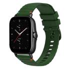 For Amazfit GTS 2e Wavy Dotted Stitched 20mm Silicone Watch Band(Army Green) - 1
