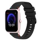 For Amazfit Pop Pro Wavy Dotted Stitched 20mm Silicone Watch Band(Black) - 1