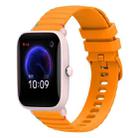 For Amazfit Pop Pro Wavy Dotted Stitched 20mm Silicone Watch Band(Amber Yellow) - 1