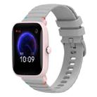 For Amazfit Pop Pro Wavy Dotted Stitched 20mm Silicone Watch Band(Gray) - 1