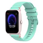 For Amazfit Pop Pro Wavy Dotted Stitched 20mm Silicone Watch Band(Teal Green) - 1