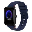 For Amazfit Pop Wavy Dotted Stitched 20mm Silicone Watch Band(Navy Blue) - 1