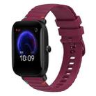 For Amazfit Pop Wavy Dotted Stitched 20mm Silicone Watch Band(Wine Red) - 1