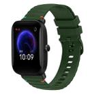 For Amazfit Pop Wavy Dotted Stitched 20mm Silicone Watch Band(Army Green) - 1