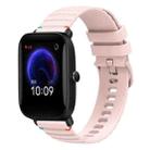 For Amazfit Pop Wavy Dotted Stitched 20mm Silicone Watch Band(Rose Pink) - 1