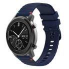 For Amazfit GTR 42mm Wavy Dotted Stitched 20mm Silicone Watch Band(Navy Blue) - 1