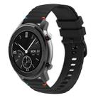 For Amazfit GTR 42mm Wavy Dotted Stitched 20mm Silicone Watch Band(Black) - 1