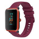 For Amazfit Bip S Wavy Dotted Stitched 20mm Silicone Watch Band(Wine Red) - 1