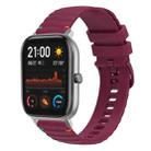 For Amazfit GTS Wavy Dotted Stitched 20mm Silicone Watch Band(Wine Red) - 1