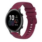 For Honor Magic Watch 2 42mm Wavy Dotted Stitched 20mm Silicone Watch Band(Wine Red) - 1