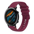 For Huawei Watch GT 2 42mm Wavy Dotted Stitched 20mm Silicone Watch Band(Wine Red) - 1