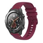 For Huawei Watch 2 Wavy Dotted Stitched 20mm Silicone Watch Band(Wine Red) - 1