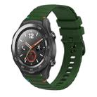 For Huawei Watch 2 Wavy Dotted Stitched 20mm Silicone Watch Band(Army Green) - 1