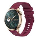 For Honor Watch 4 Pro Wavy Dotted Stitched 22mm Silicone Watch Band(Wine Red) - 1