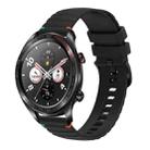 For Honor Watch Dream Wavy Dotted Stitched 22mm Silicone Watch Band(Black) - 1