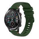 For Honor Magic Watch 2 46mm Wavy Dotted Stitched 22mm Silicone Watch Band(Army Green) - 1