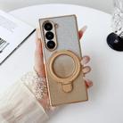 For Samsung Galaxy Z Fold6 Gradient Glitter Plating Magsafe Phone Case(Gold) - 1