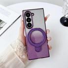 For Samsung Galaxy Z Fold6 Gradient Glitter Plating Magsafe Phone Case(Purple) - 1