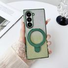 For Samsung Galaxy Z Fold6 Gradient Glitter Plating Magsafe Phone Case(Green) - 1