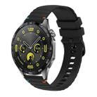 For Huawei Watch GT 4 46mm Wavy Dotted Stitched 22mm Silicone Watch Band(Black) - 1