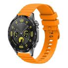 For Huawei Watch GT 4 46mm Wavy Dotted Stitched 22mm Silicone Watch Band(Amber Yellow) - 1