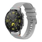 For Huawei Watch GT 4 46mm Wavy Dotted Stitched 22mm Silicone Watch Band(Gray) - 1