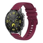 For Huawei Watch GT 4 46mm Wavy Dotted Stitched 22mm Silicone Watch Band(Wine Red) - 1