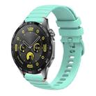 For Huawei Watch GT 4 46mm Wavy Dotted Stitched 22mm Silicone Watch Band(Teal Green) - 1