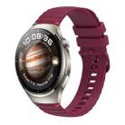 For Huawei Watch 4 Pro Wavy Dotted Stitched 22mm Silicone Watch Band(Wine Red) - 1