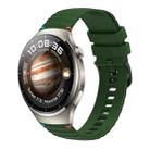 For Huawei Watch 4 Pro Wavy Dotted Stitched 22mm Silicone Watch Band(Army Green) - 1
