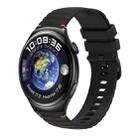 For Huawei Watch 4 Wavy Dotted Stitched 22mm Silicone Watch Band(Black) - 1