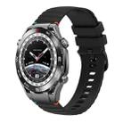 For Huawei Watch Ultimate Wavy Dotted Stitched 22mm Silicone Watch Band(Black) - 1