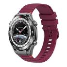 For Huawei Watch Ultimate Wavy Dotted Stitched 22mm Silicone Watch Band(Wine Red) - 1