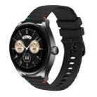 For Huawei Watch Buds Wavy Dotted Stitched 22mm Silicone Watch Band(Black) - 1