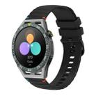 For Huawei Watch GT 3 SE Wavy Dotted Stitched 22mm Silicone Watch Band(Black) - 1