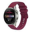 For Huawei Watch 3 Pro New Wavy Dotted Stitched 22mm Silicone Watch Band(Wine Red) - 1