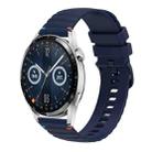 For Huawei Watch GT 3 46mm Wavy Dotted Stitched 22mm Silicone Watch Band(Navy Blue) - 1