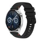 For Huawei Watch GT 3 46mm Wavy Dotted Stitched 22mm Silicone Watch Band(Black) - 1